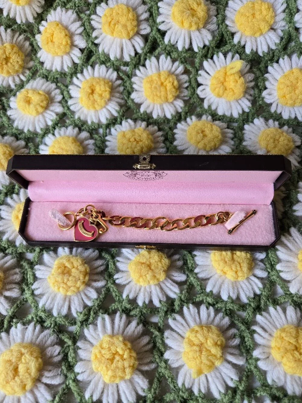 Juicy Couture 'Choose Juicy' Enamel Heart Gold Bracelet